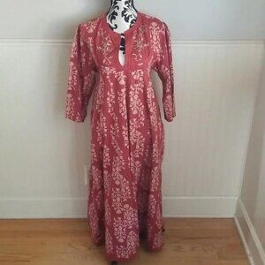 April Cornell Embroidered Floral Dress Boho Hippie India cottagecore large